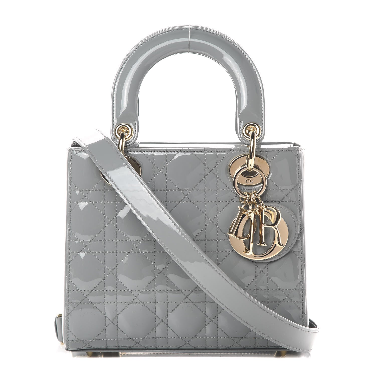 Christian Dior Patent Cannage Small Lady Dior Grey 1 of 10