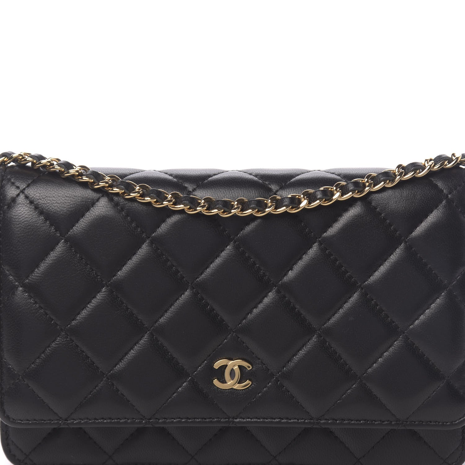 Chanel Lambskin Quilted Wallet On Chain WOC Black 12 of 13