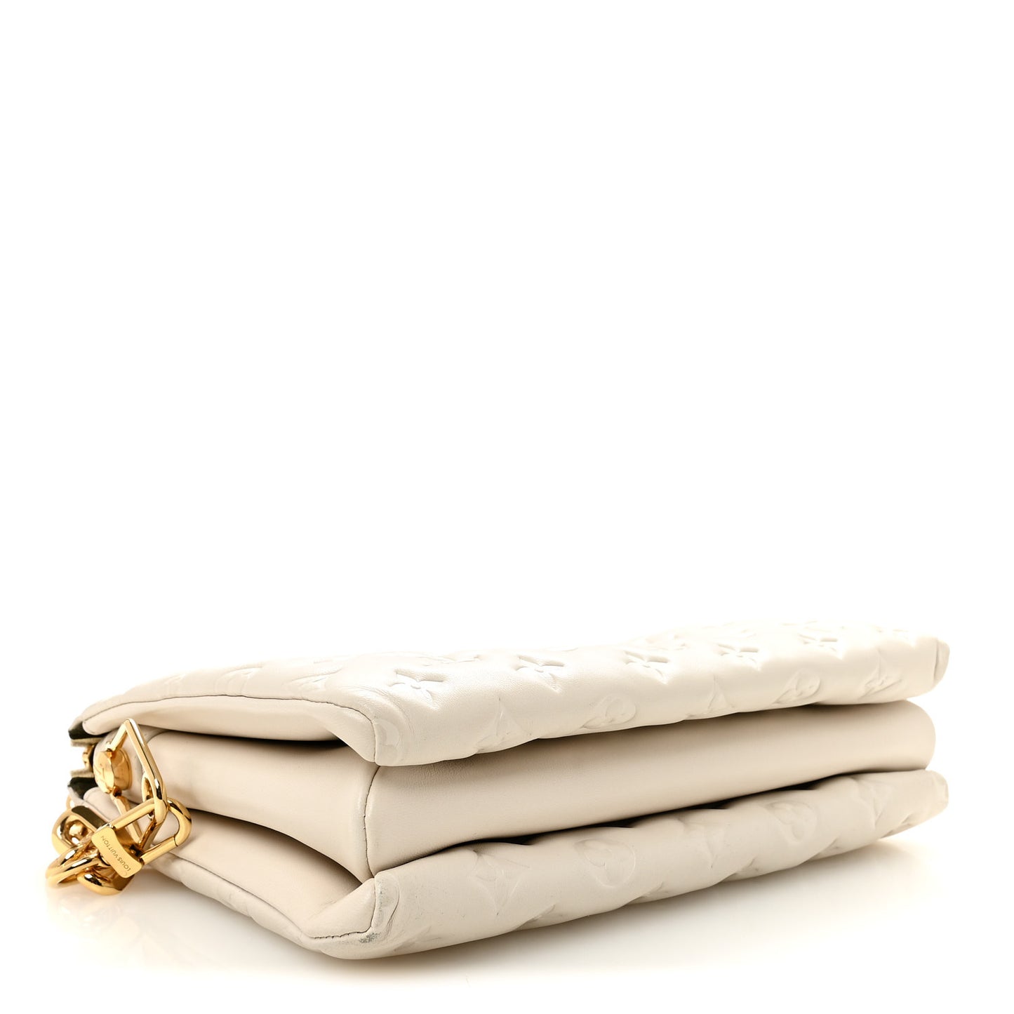 Lambskin Embossed Monogram Coussin PM Beige Cream