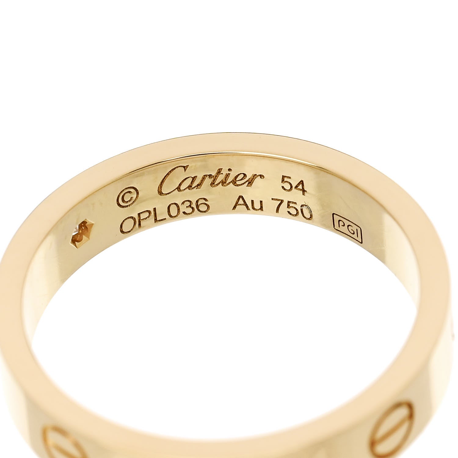Cartier 18K Yellow Gold Diamond 4mm LOVE Wedding Band Ring 54 6.75 4 of 5
