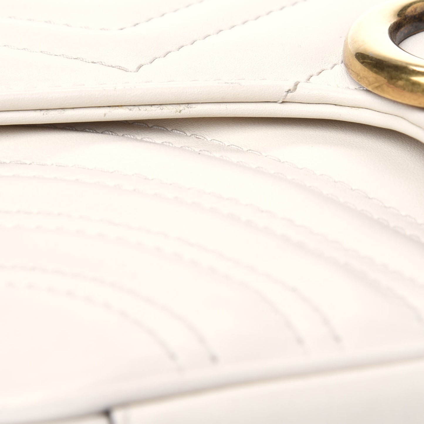 Calfskin Matelasse Mini GG Marmont Shoulder Bag White