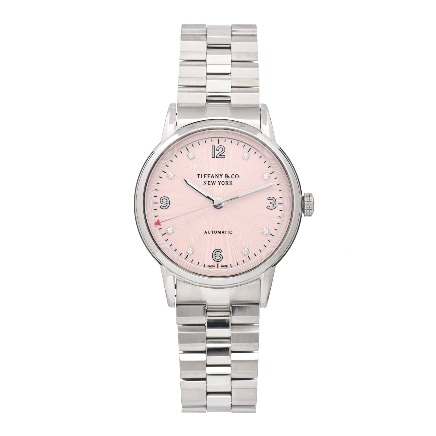 Stainless Steel Diamond 34mm CT60 3-Hand Automatic Watch Pink