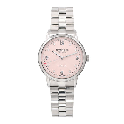 Tiffany Stainless Steel Diamond 34mm CT60 3-Hand Automatic Watch Pink 1 of 4