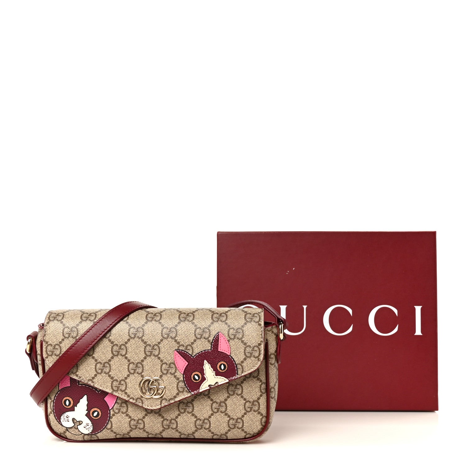 Gucci GG Supreme Monogram Cat Print Mini Shoulder Bag Beige Ebony Rosso Ancora 11 of 11
