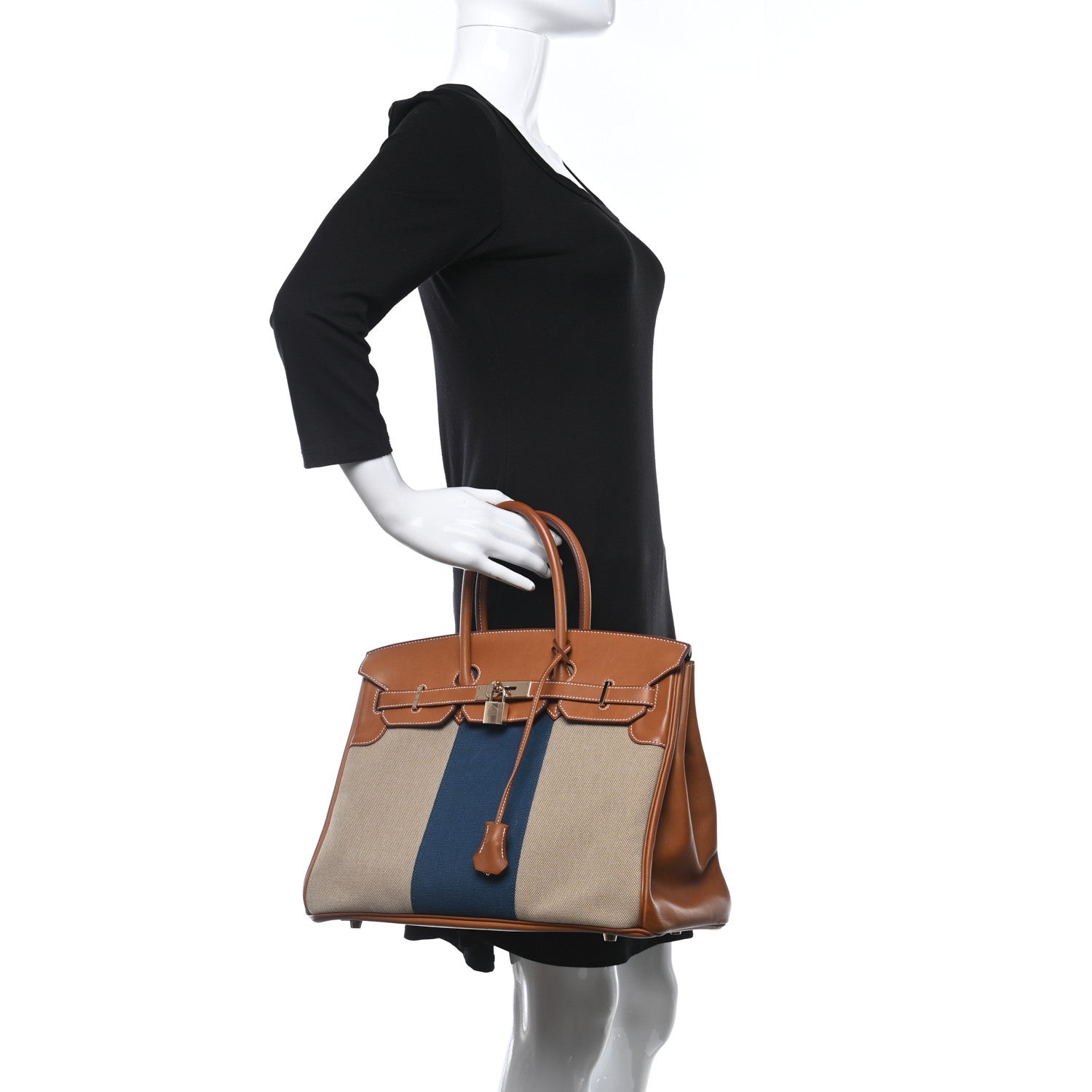 Hermes Toile Natural Barenia Flag Birkin 35 Fauve 2 of 17