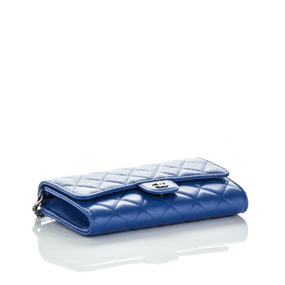 Chanel Caviar Quilted Wallet on Removable Chain Blue 4 of 9