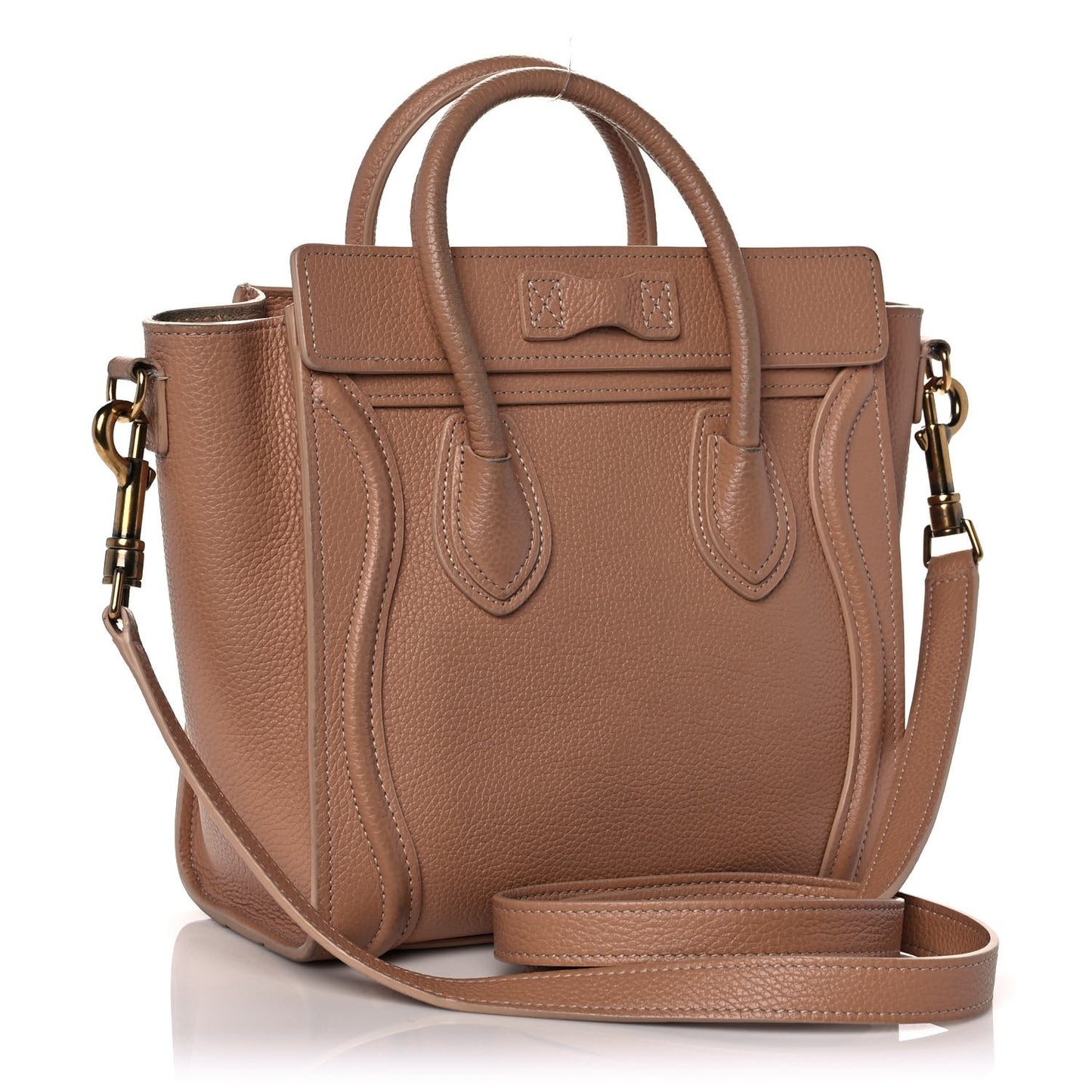 Drummed Calfskin Nano Luggage Camel