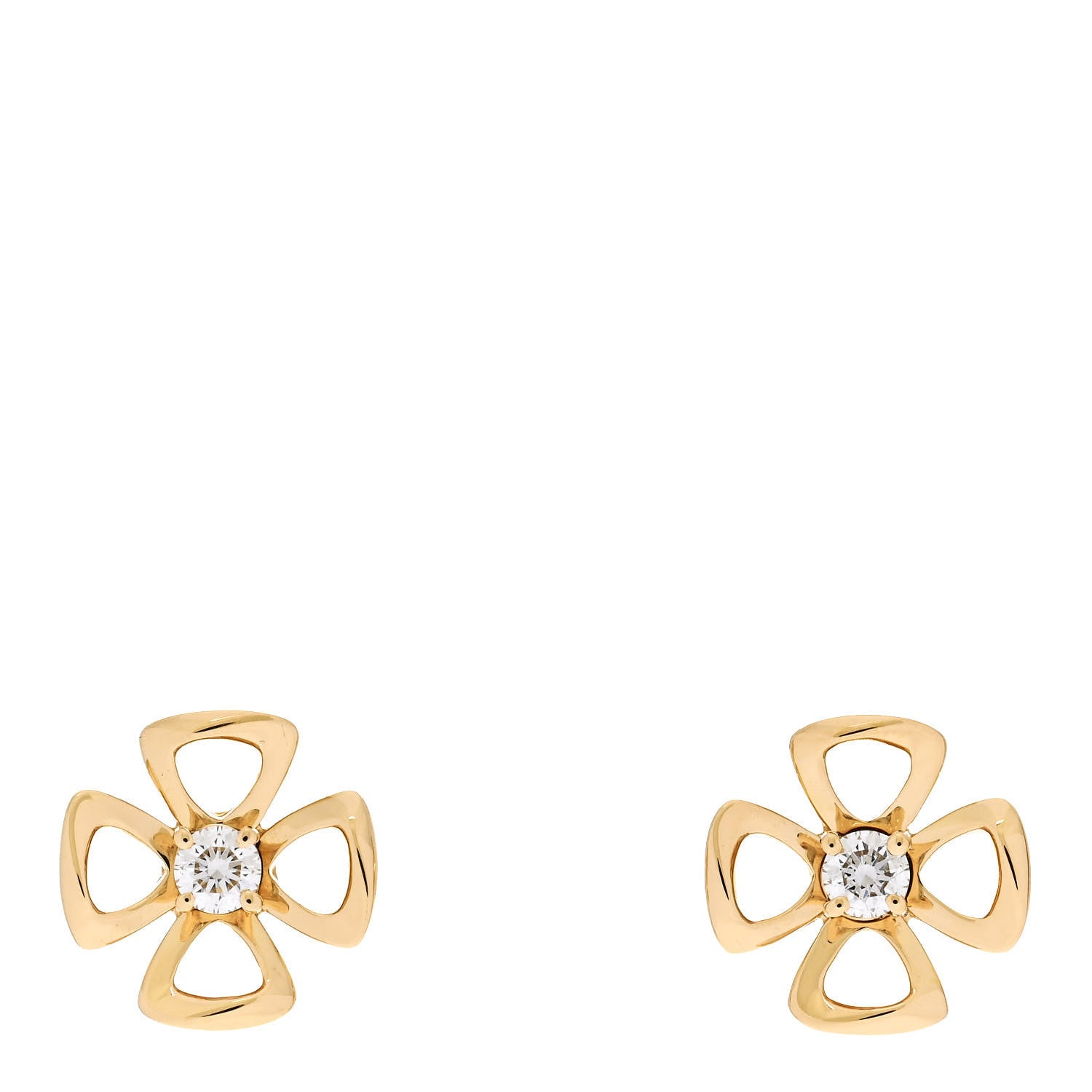 Bulgari 18K Yellow Gold Diamond Fiorever Earrings 1 of 5