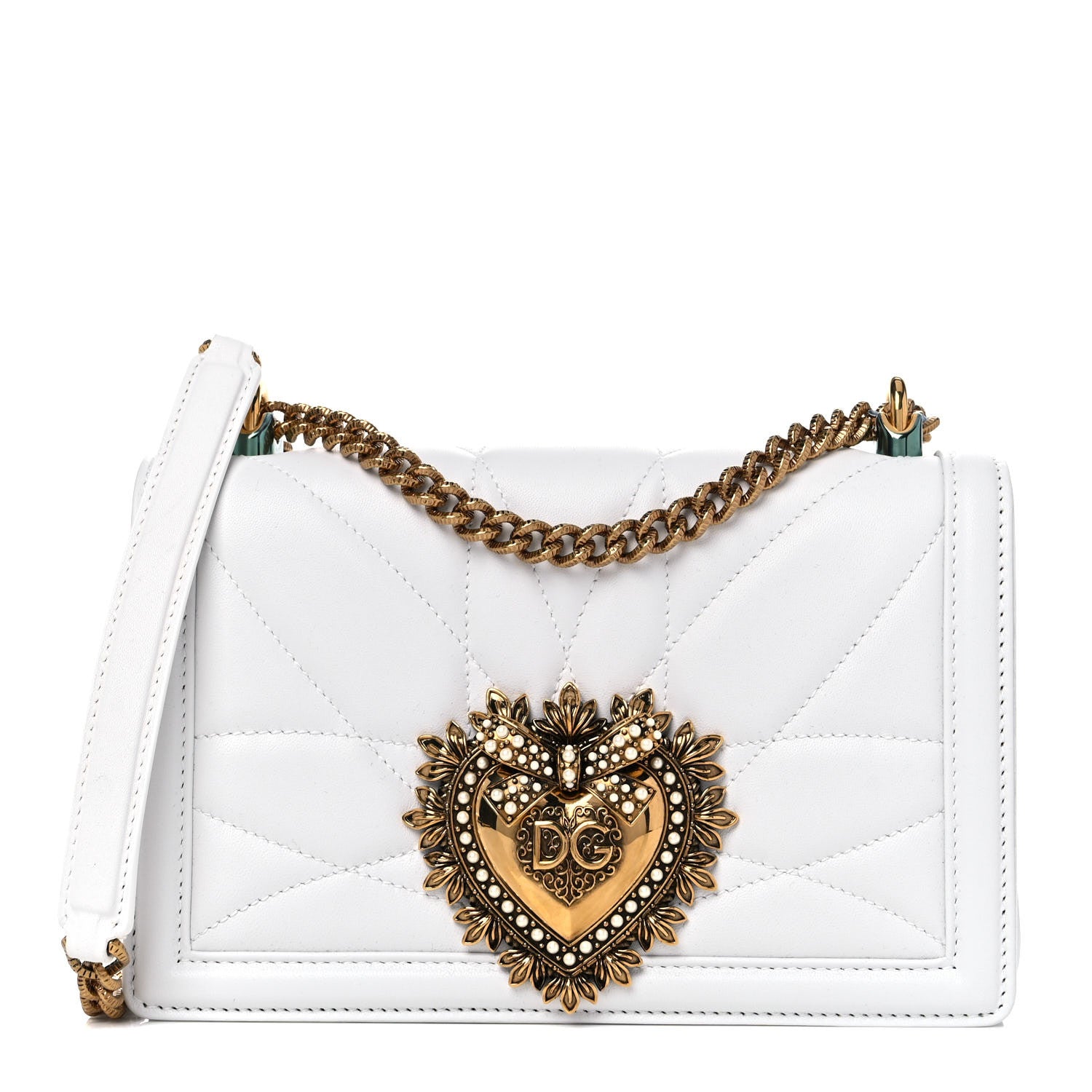 Dolce & Gabbana Calfskin Medium Devotion Crossbody Bag White 1 of 10