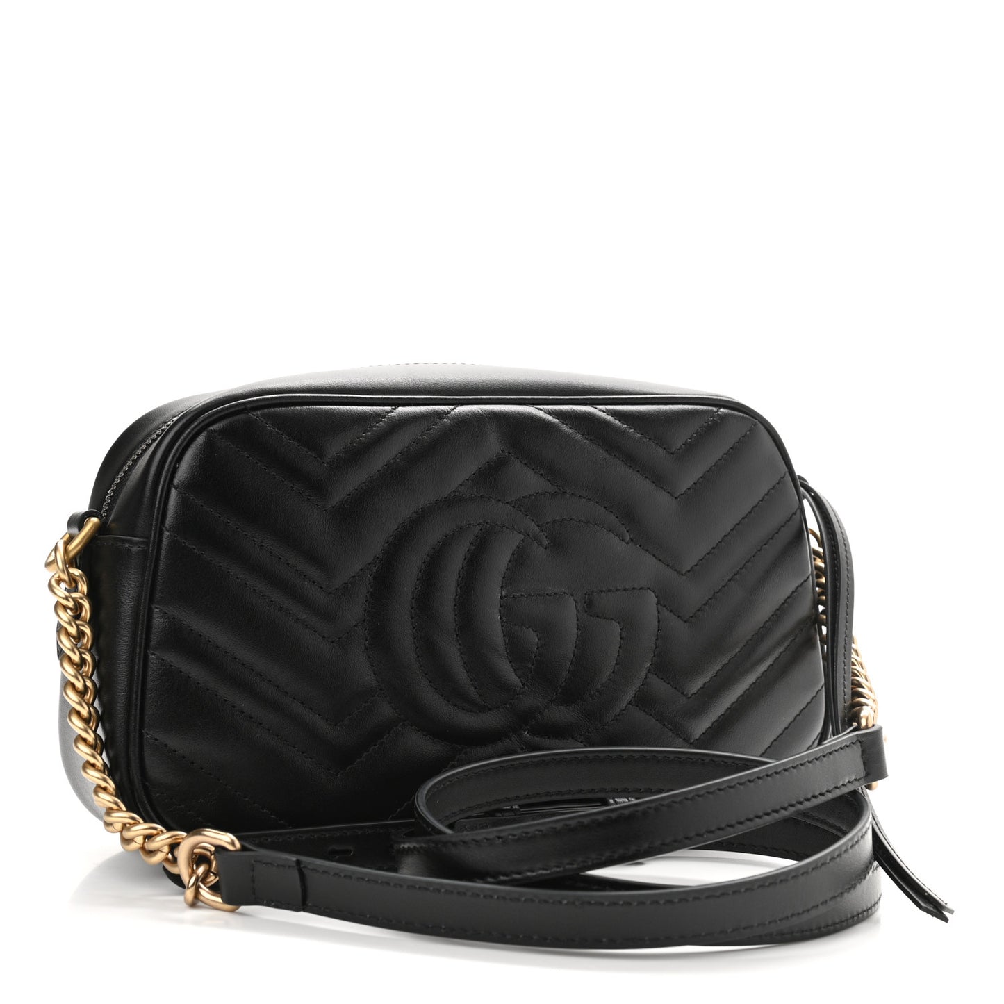 Calfskin Matelasse Small GG Marmont Chain Shoulder Bag Black