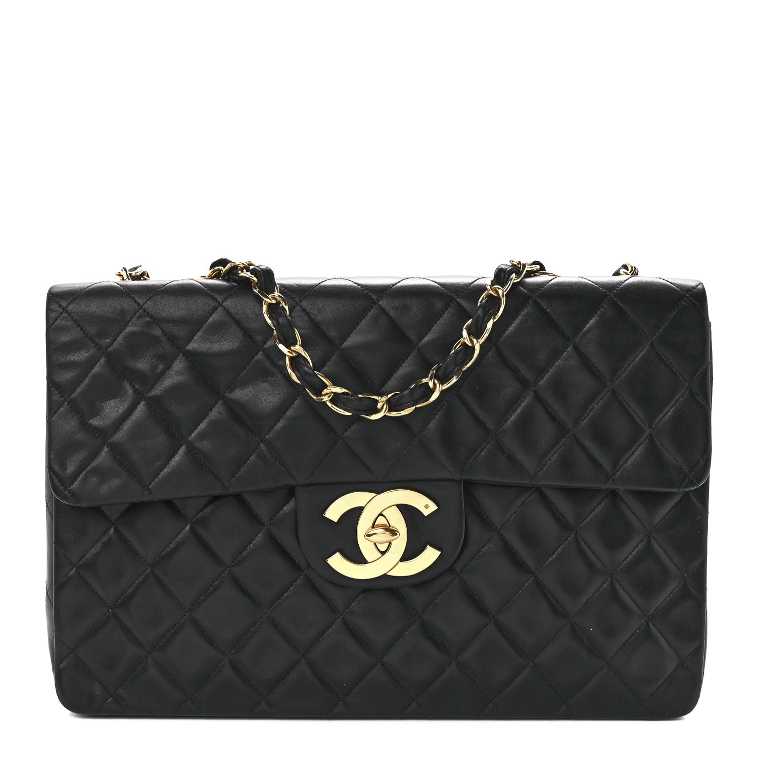 Chanel Lambskin Quilted XL Jumbo Single Flap Black 1 of 12