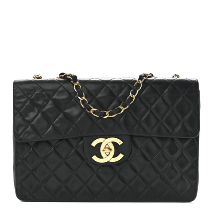 Chanel Lambskin Quilted XL Jumbo Single Flap Black 1 of 12