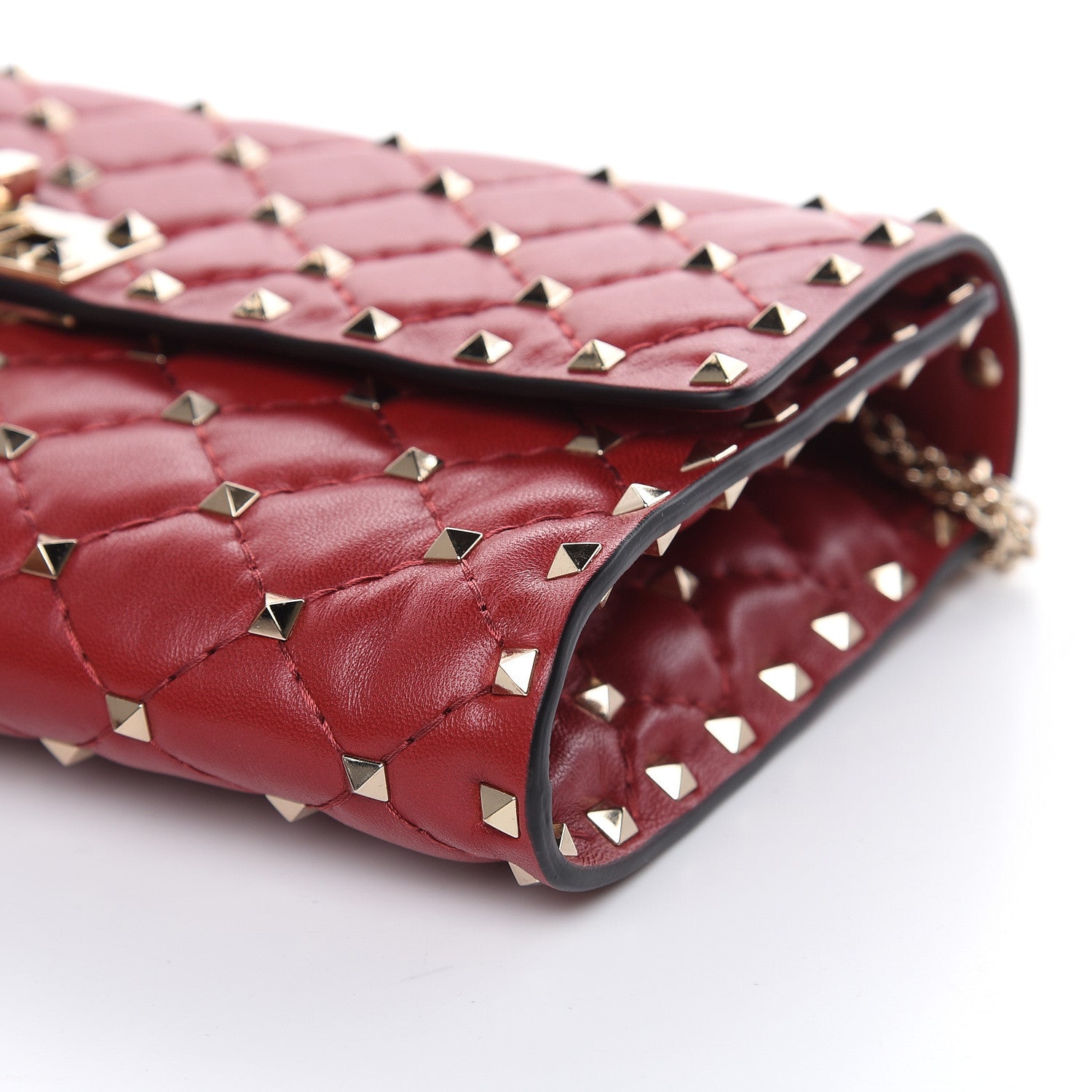 Valentino Garavani Nappa Rockstud Spike Wallet on Chain Rosso Valentino 8 of 9