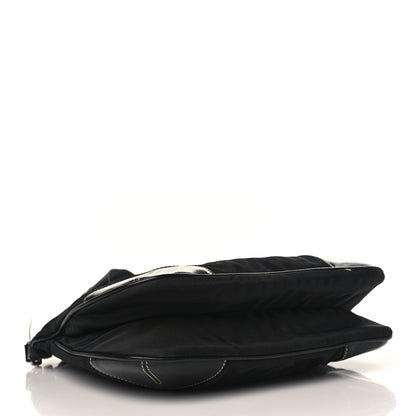 Prada Tessuto Nylon Calfskin Flat Messenger Bag Black 3 of 10