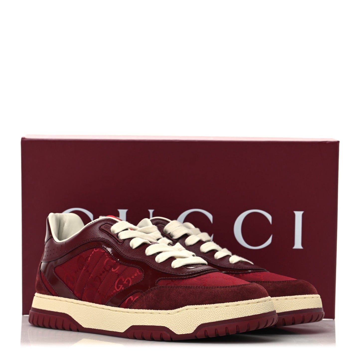 Calfskin GG Monogram Re-Web Womens Sneakers 40.5 Rosso Ancora