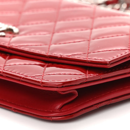 Chanel Patent Quilted Brilliant Wallet On Chain WOC Red 11 of 12