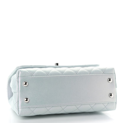 Chanel Iridescent Caviar Quilted Mini Coco Handle Flap Light Blue 3 of 8