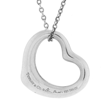 Tiffany Sterling Silver 22mm Elsa Peretti Open Heart Pendant Necklace 4 of 7