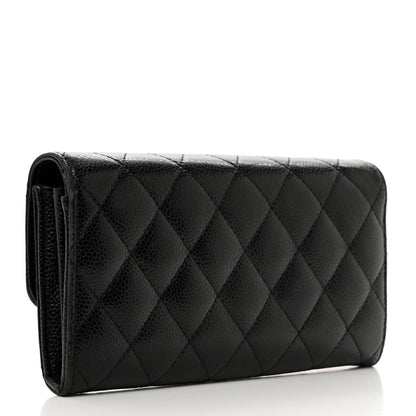 Chanel Caviar Quilted Long Flap Wallet Black 3 of 9