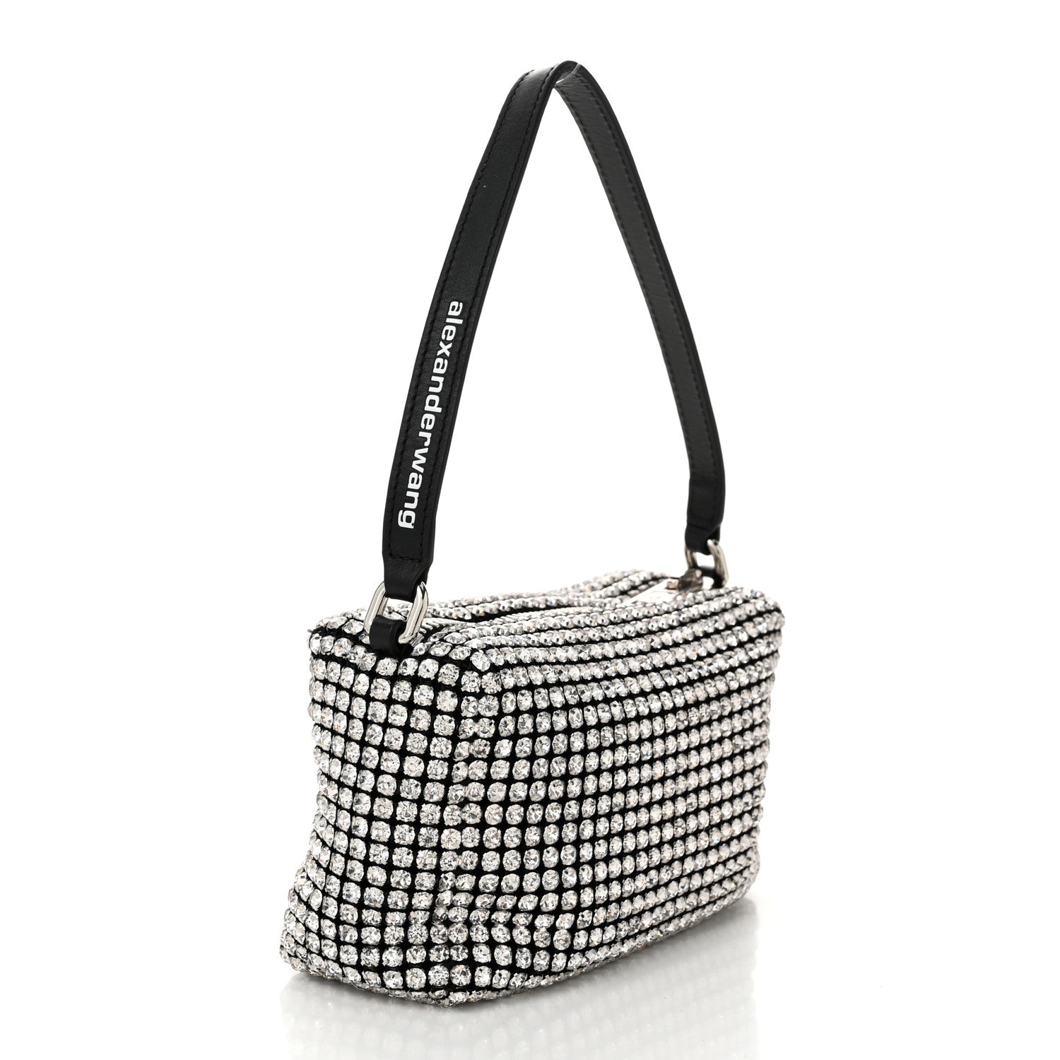 Alexander Wang Mesh Crystal Rhinestone Mini Heiress Pouch Black Silver 3 of 9