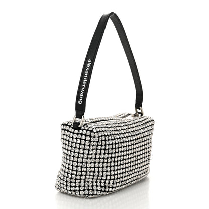 Alexander Wang Mesh Crystal Rhinestone Mini Heiress Pouch Black Silver 3 of 9