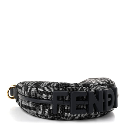 Fendi Denim Effect Fabric Jacquard FF 1974 Nano Fendigraphy Hobo Charm Dark Blue Black 4 of 11