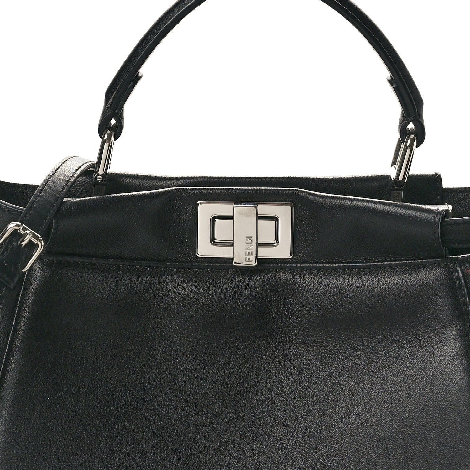 Fendi Nappa Waves Bi-Color Mini Peekaboo Iconic Satchel Black Turchese 7 of 9