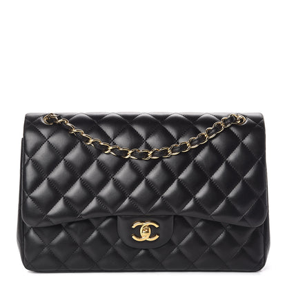 Chanel Lambskin Quilted Jumbo Double Flap Black 1 of 10