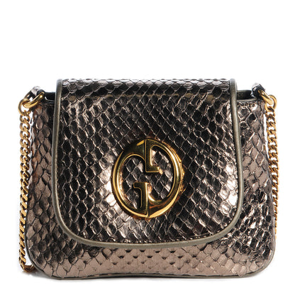 Gucci Python Small 1973 Chain Shoulder Bag Gunmetal 1 of 7