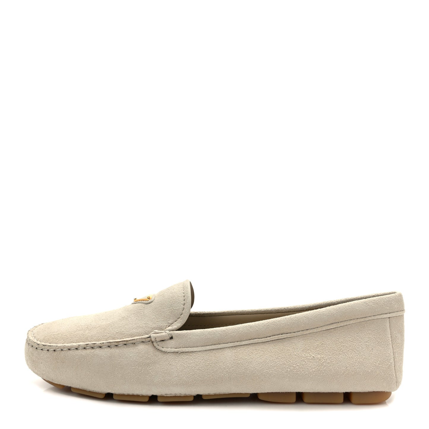 Camoscio Metal Triangle Logo Driving Loafers 39.5 Pomice