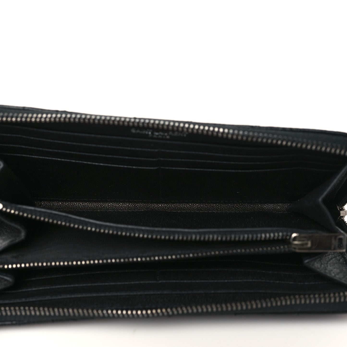 Sheepskin Tri-Quilt Monogram Zip Around Wallet Black