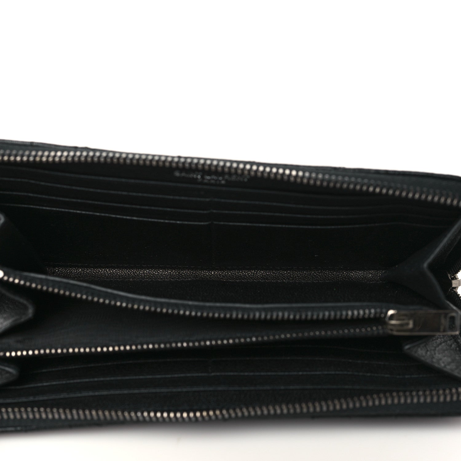 Saint Laurent Sheepskin Tri-Quilt Monogram Zip Around Wallet Black 4 of 9