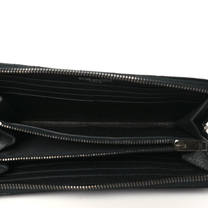 Saint Laurent Sheepskin Tri-Quilt Monogram Zip Around Wallet Black 4 of 9