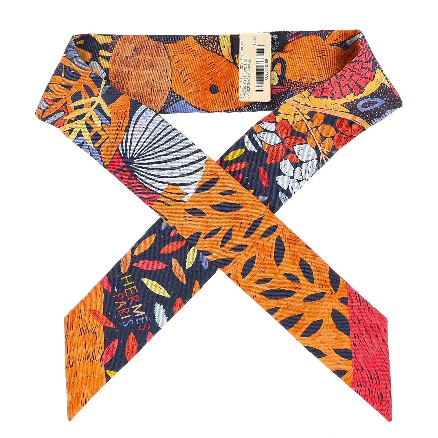 Silk Chacun Fait Son Nid Twilly Orange Marine Rouge