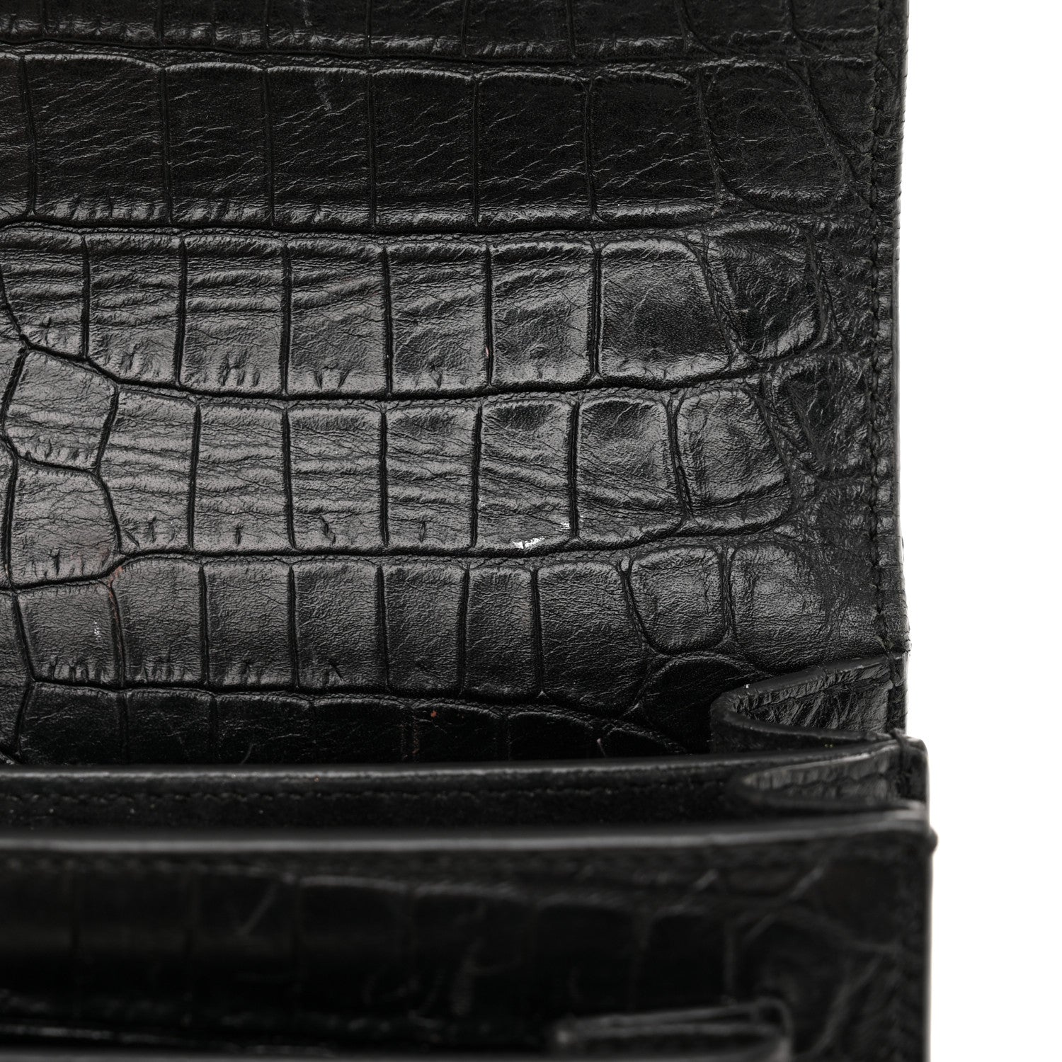 Saint Laurent Calfskin Crocodile Embossed Medium Monogram Sunset Black 17 of 19