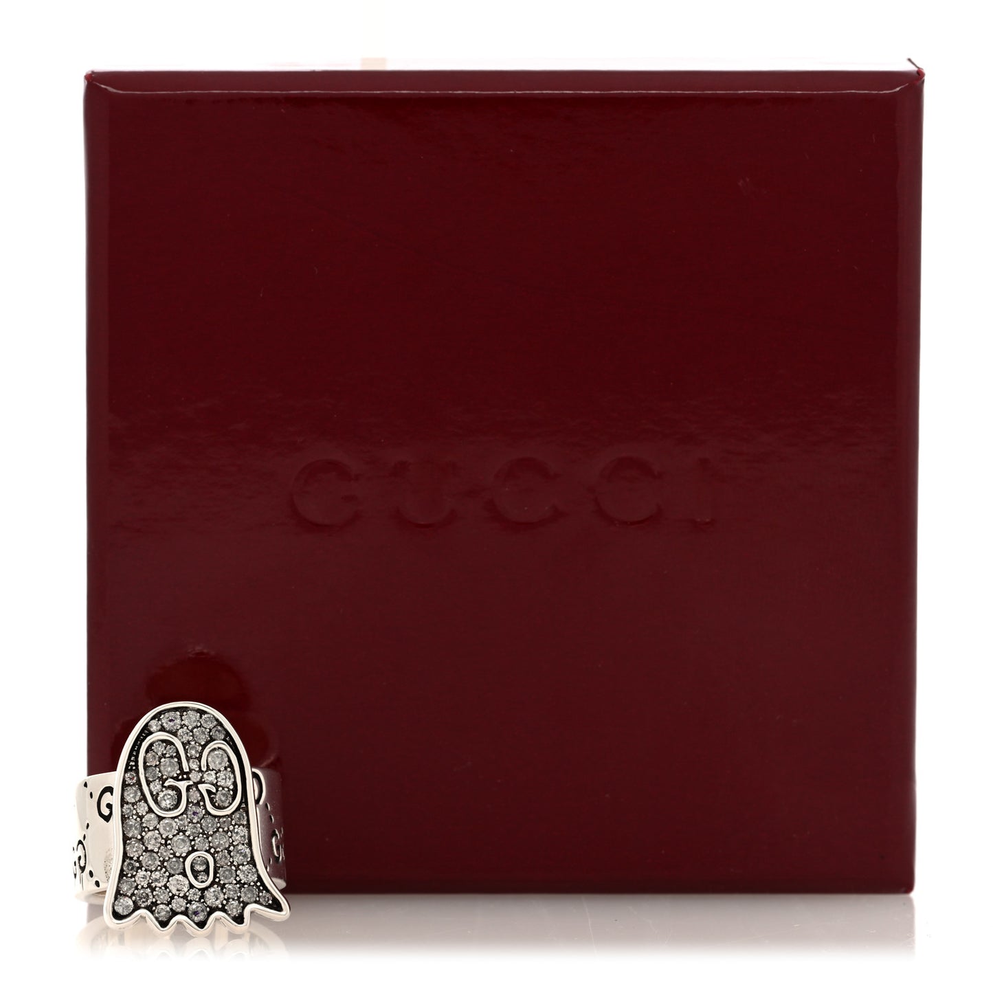 Sterling Silver Grey Diamond GucciGhost Ghost Ring 54 6.75