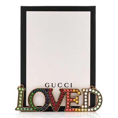 Gucci Metal Crystal Loved Short Necklace Aged Gold 6 of 6