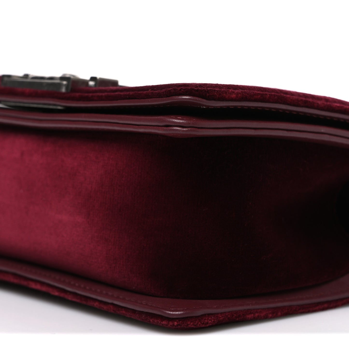 Velvet Quilted Small Boy Flap Burgundy