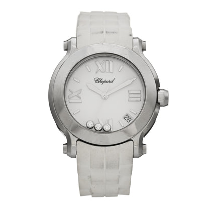Chopard Stainless Steel Rubber 3 Diamond 36mm Happy Sport Quartz Watch White 1 of 5