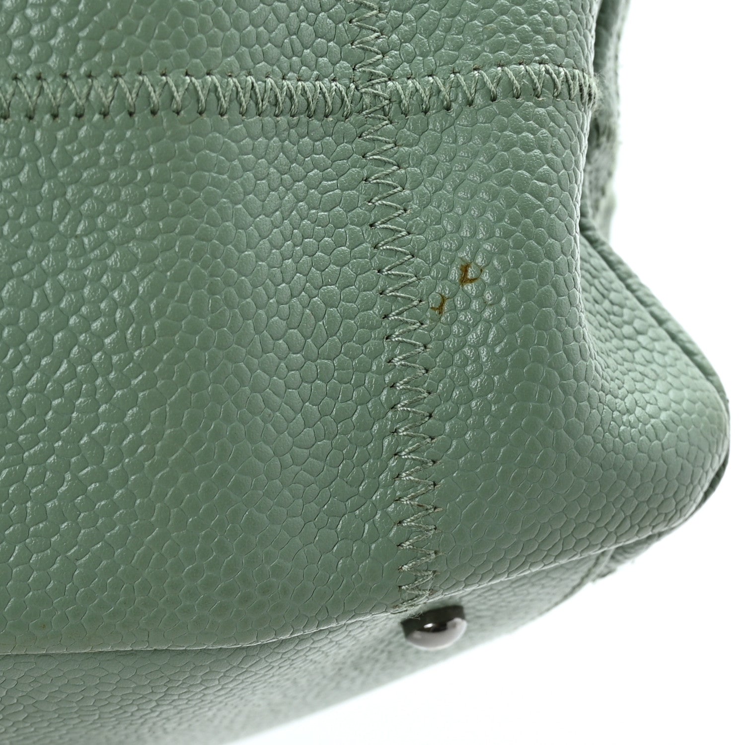 Chanel Caviar Square Stitched Bowler Light Green 12 of 13