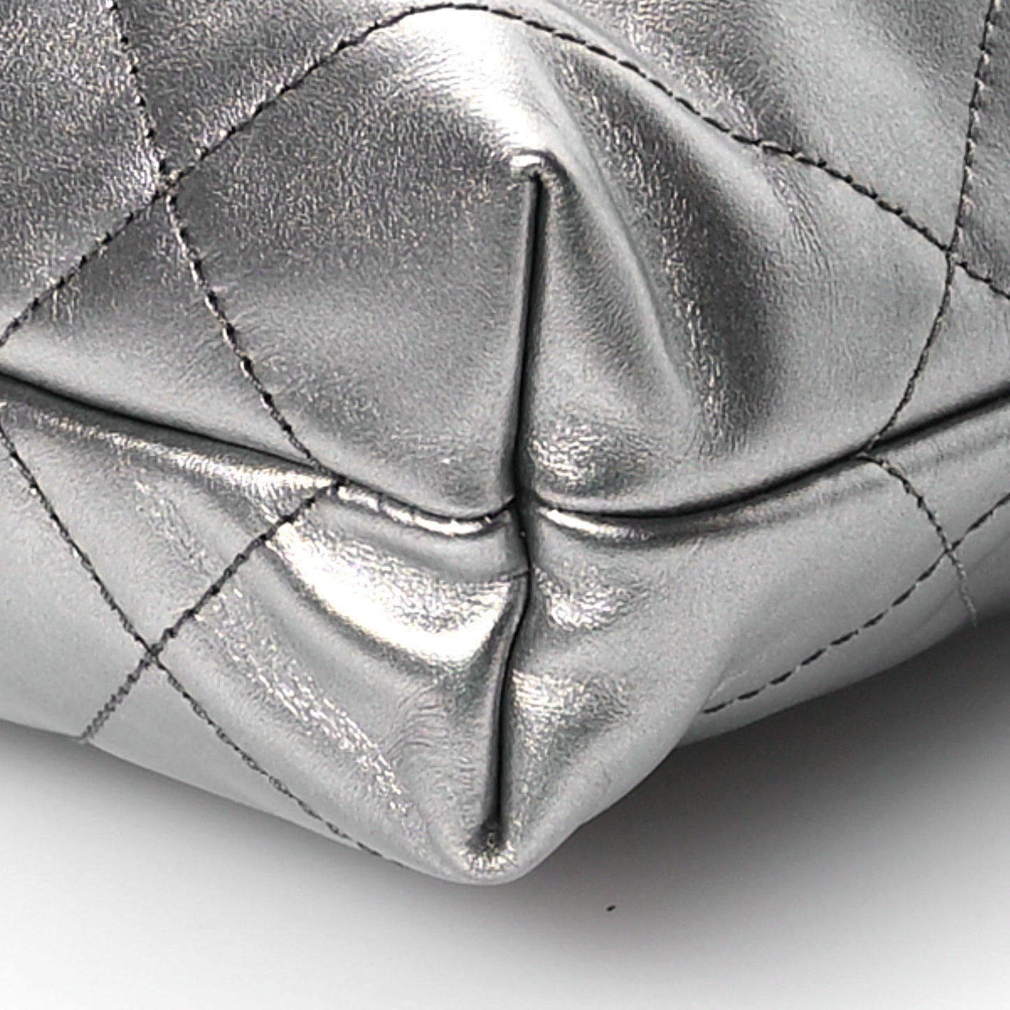 Metallic Shaded Calfskin Quilted Mini Chanel 22 Black Silver