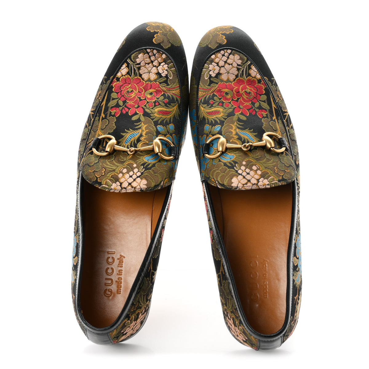 Gucci Jacquard Horsebit Artichoke Flower Mens Jordaan Loafers 10.5 Black Multicolor 2 of 9