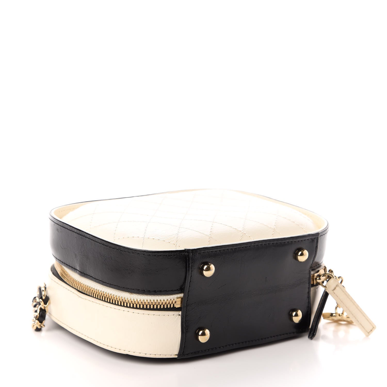 Chanel Aged Calfskin Stitched Camera Case Black Light Beige 4 of 10