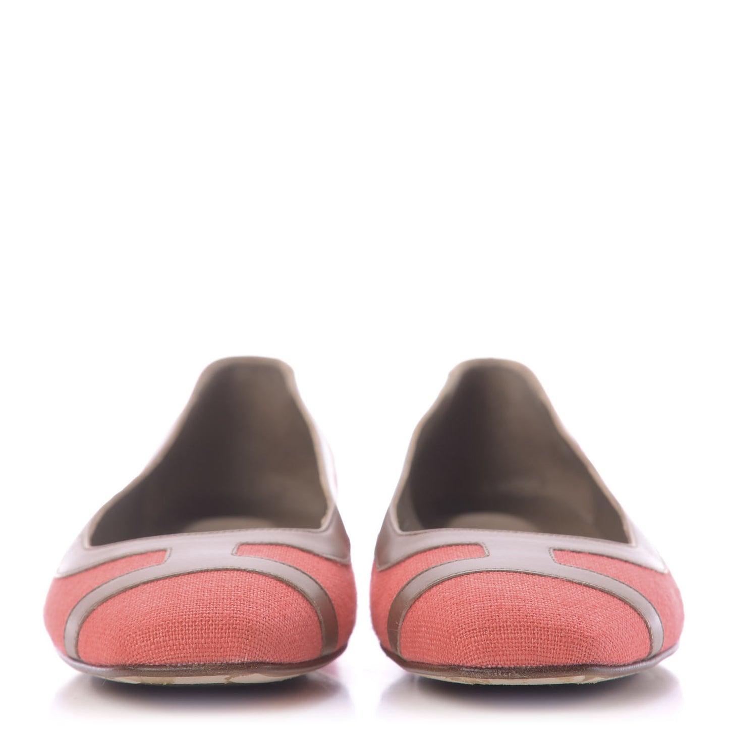 Linen Calfskin Infinitif Ballerina Flats 37 Orange Poppy Natural