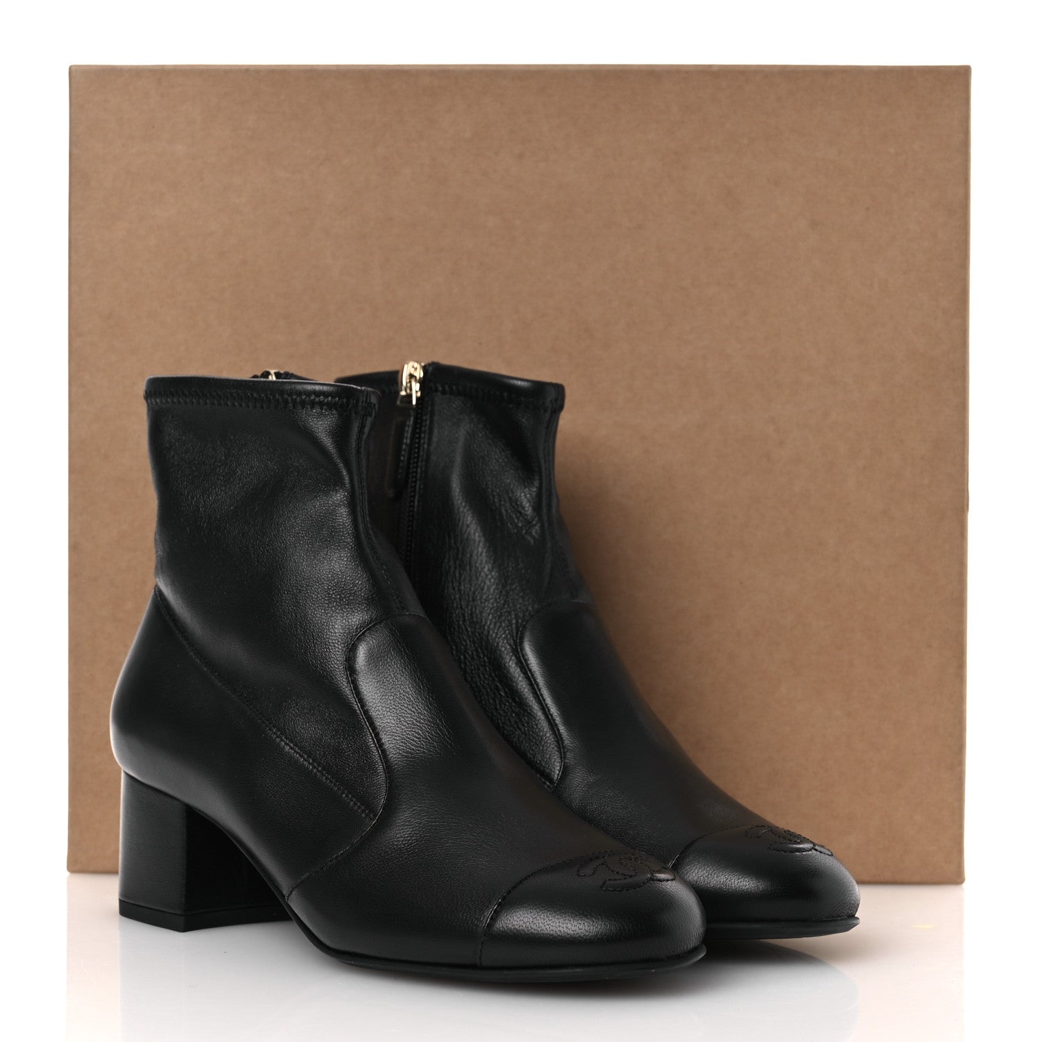 Chanel Stretch Lambskin Cap Toe CC Short Boots 36.5 Black 11 of 11