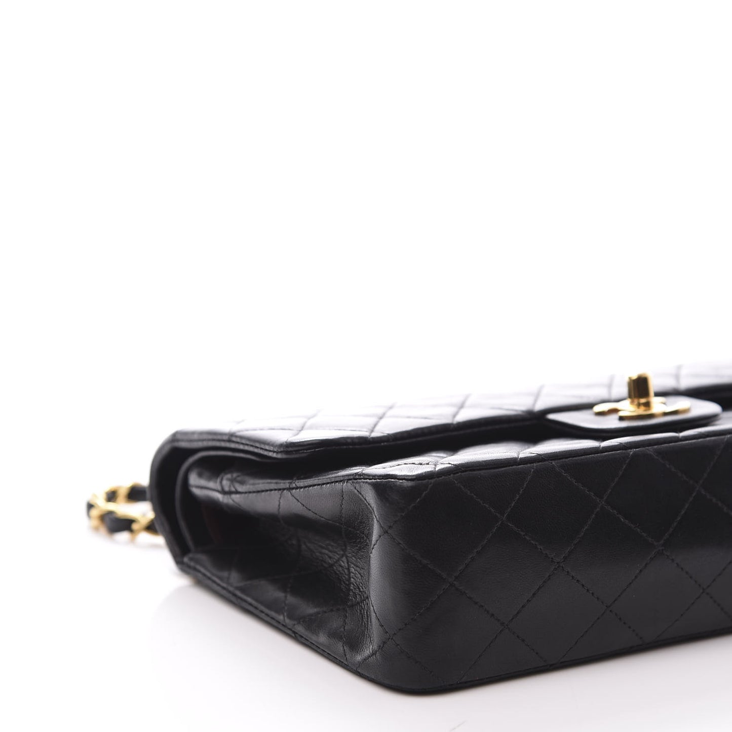 Lambskin Quilted Medium Double Flap Black