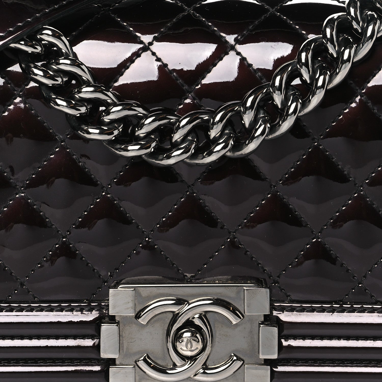 Chanel Patent Calfskin Quilted Small Boy Flap Burgundy 8 of 11