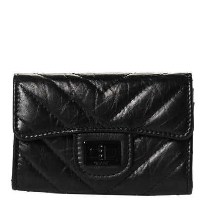 Chanel Aged Calfskin Chevron Quilted Reissue Flap Card Holder So Black 1 of 12