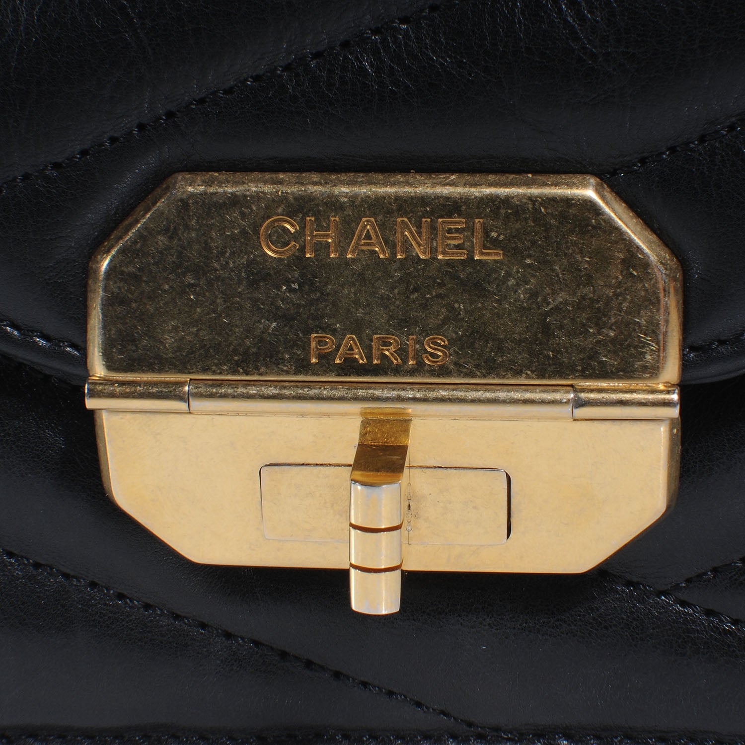 Chanel Calfskin Chevron Quilted Gabrielle Flap Black 8 of 10