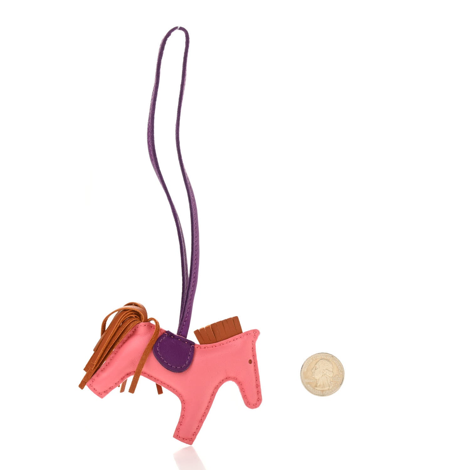 Hermes Milo Lambskin Grigri Rodeo Bag Charm MM Rose Azalee Violet Pain D'Epice 3 of 6
